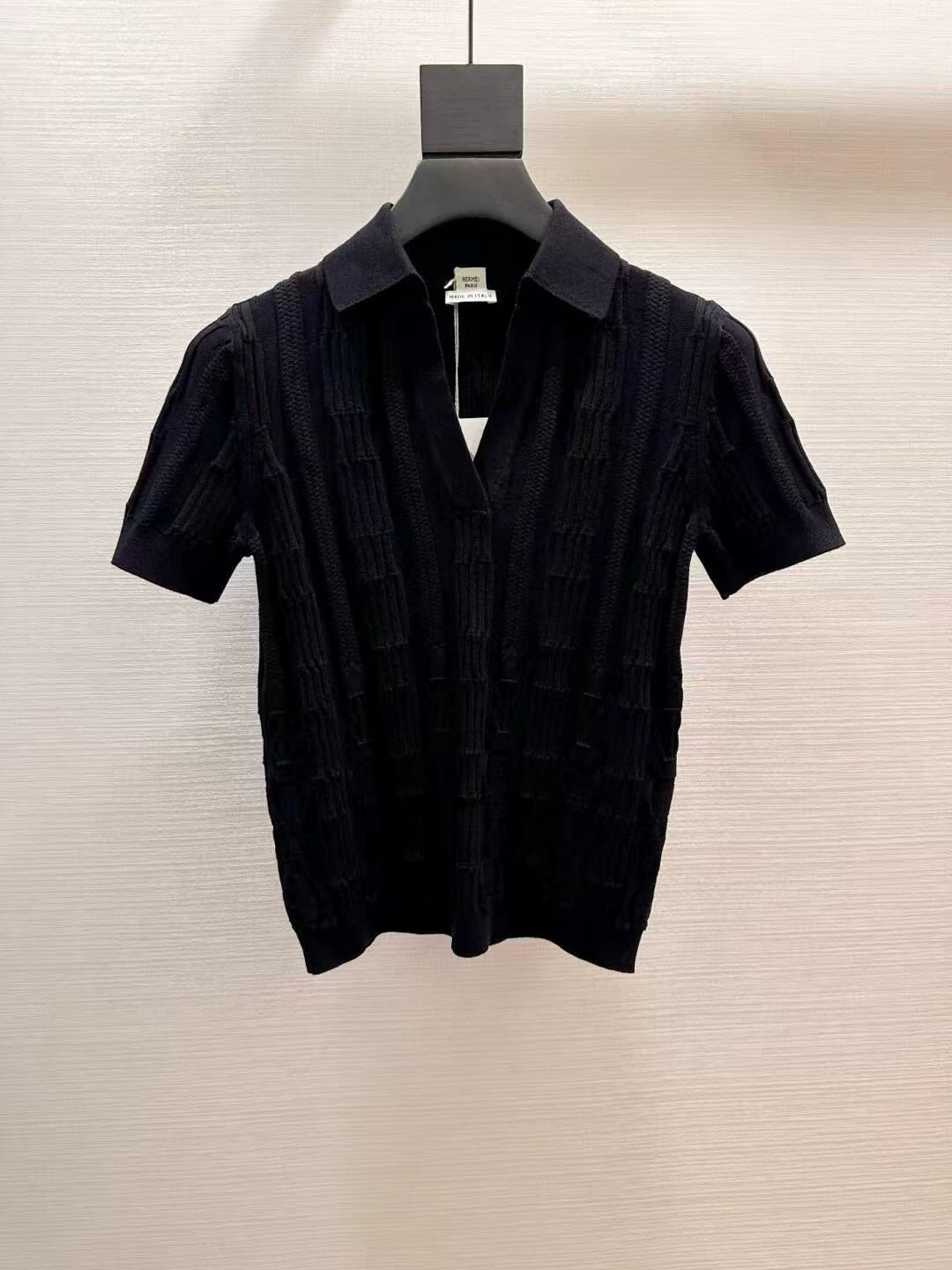 H 25 Spring and summer embossed jacquard knitted short sleeves