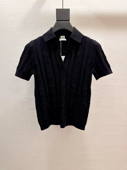 H 25 Spring and summer embossed jacquard knitted short sleeves