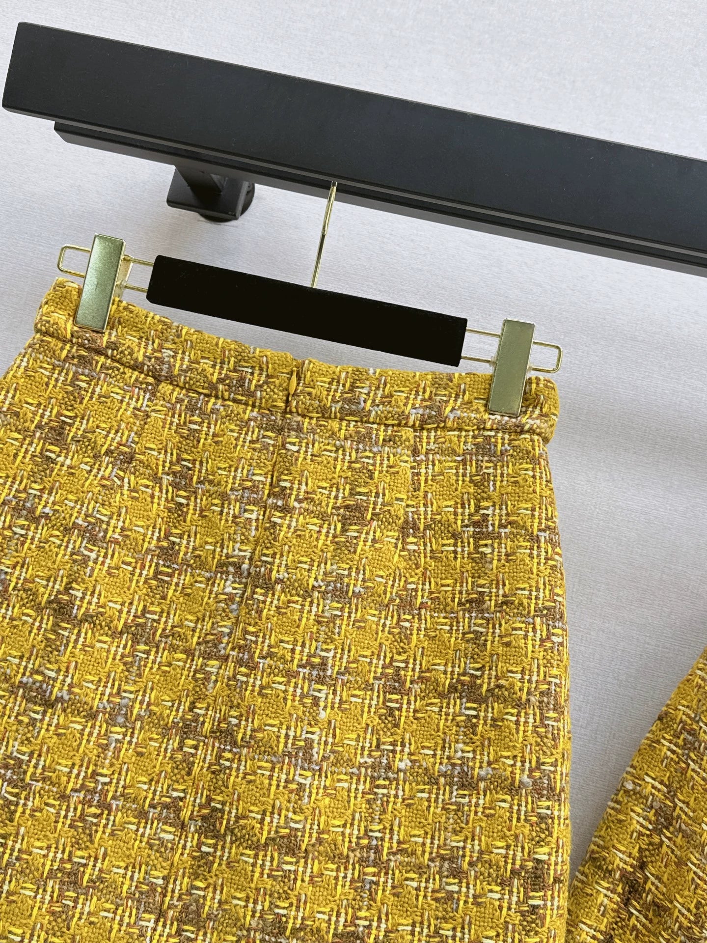 C 25 Camellia Decorated Braided Jacket + A-Line Skirt Set