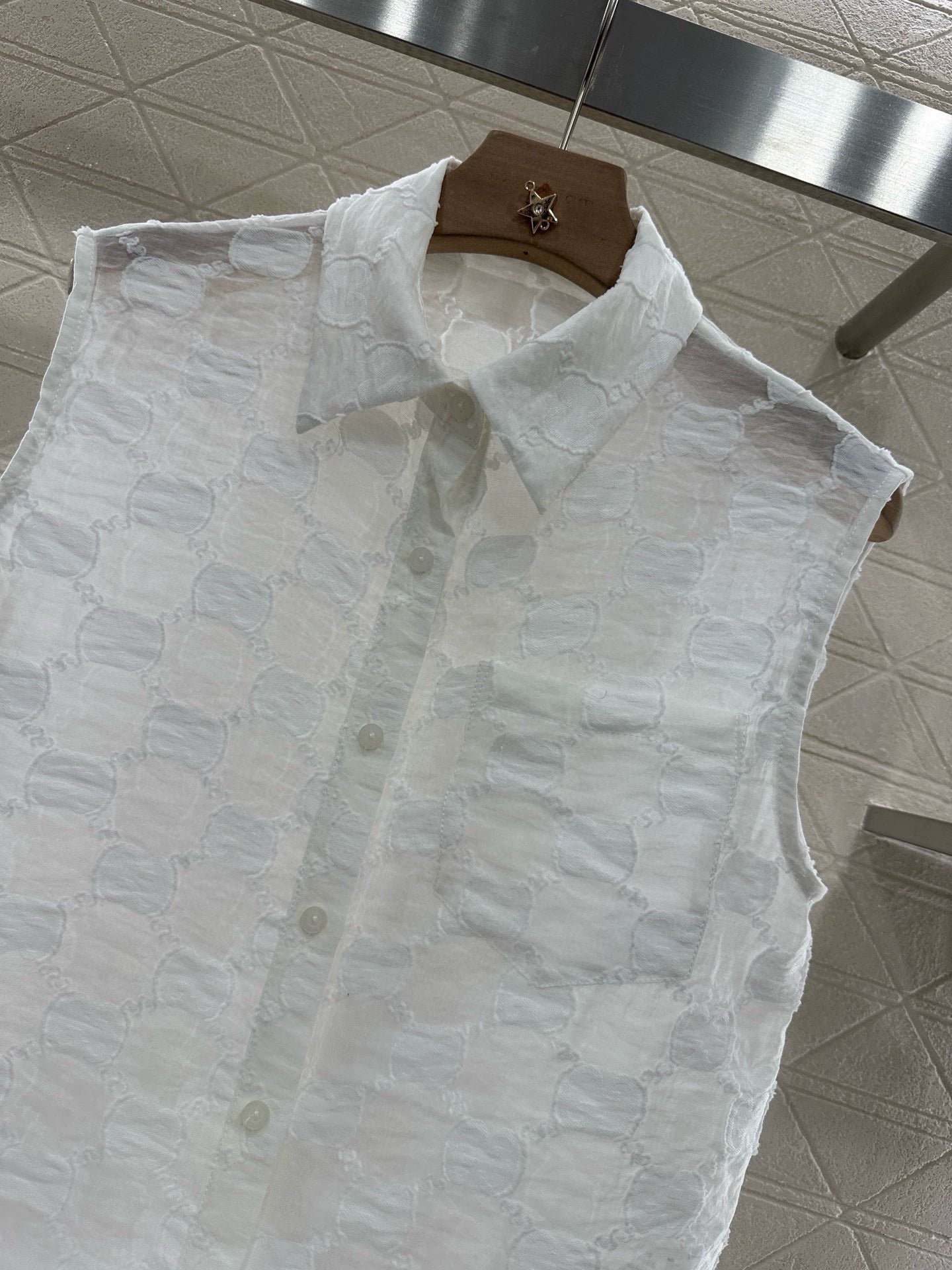 G 25 spring and summer new lace splicing jacquard sleeveless tops