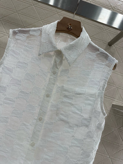 G 25 spring and summer new lace splicing jacquard sleeveless tops