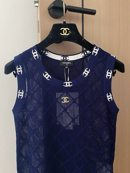 C Frühjahr/Sommer 25 Gitter Weiß/Blau Weste 