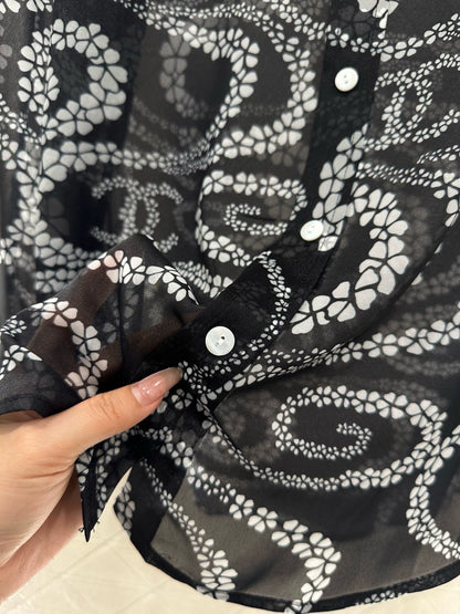 C 25 Printed Lapel Shirt（Black，Pink，Orange）