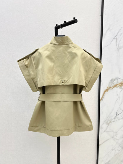 D 25 new stand-up collar small short trench coat