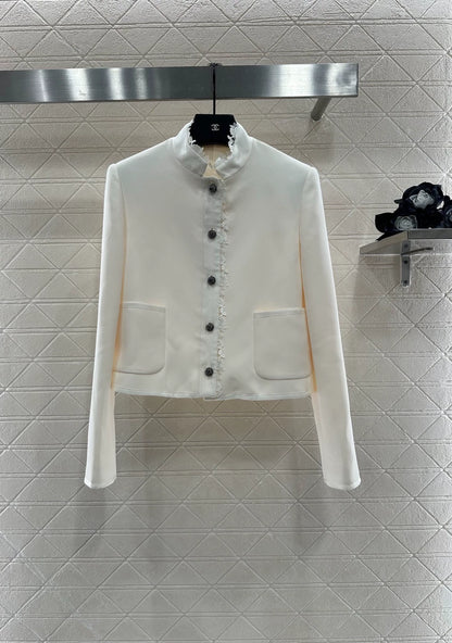 D 25fw Stand-up collar, water-soluble lace blazer.