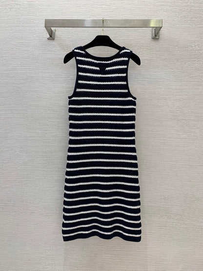 P 25 new striped sleeveless vest dress knitted dress