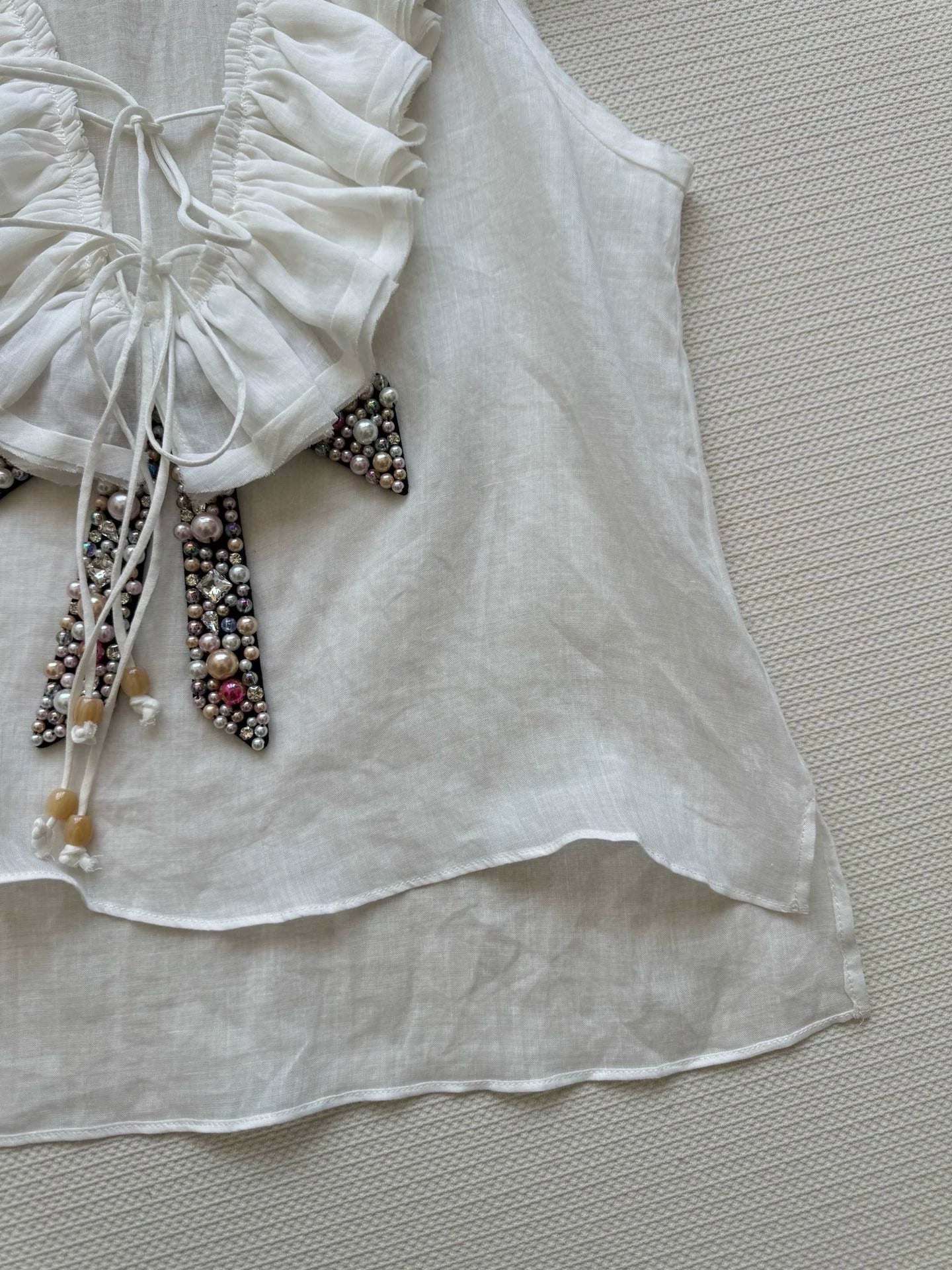 25 Summer new style second-hand heavy-duty beaded bow vest