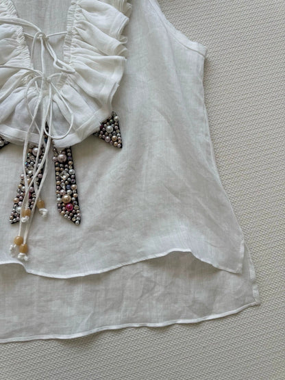 25 Summer new style second-hand heavy-duty beaded bow vest