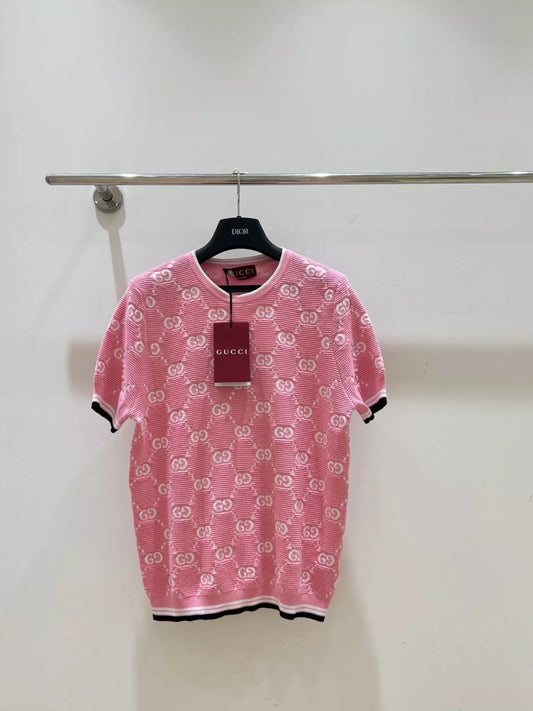 G 25 New Lettered Jacquard Knit Short Sleeve