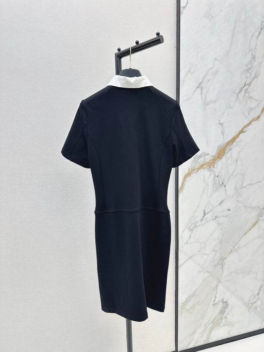L 25 Spring/Summer New Letter Color Collision Lapel Dresses