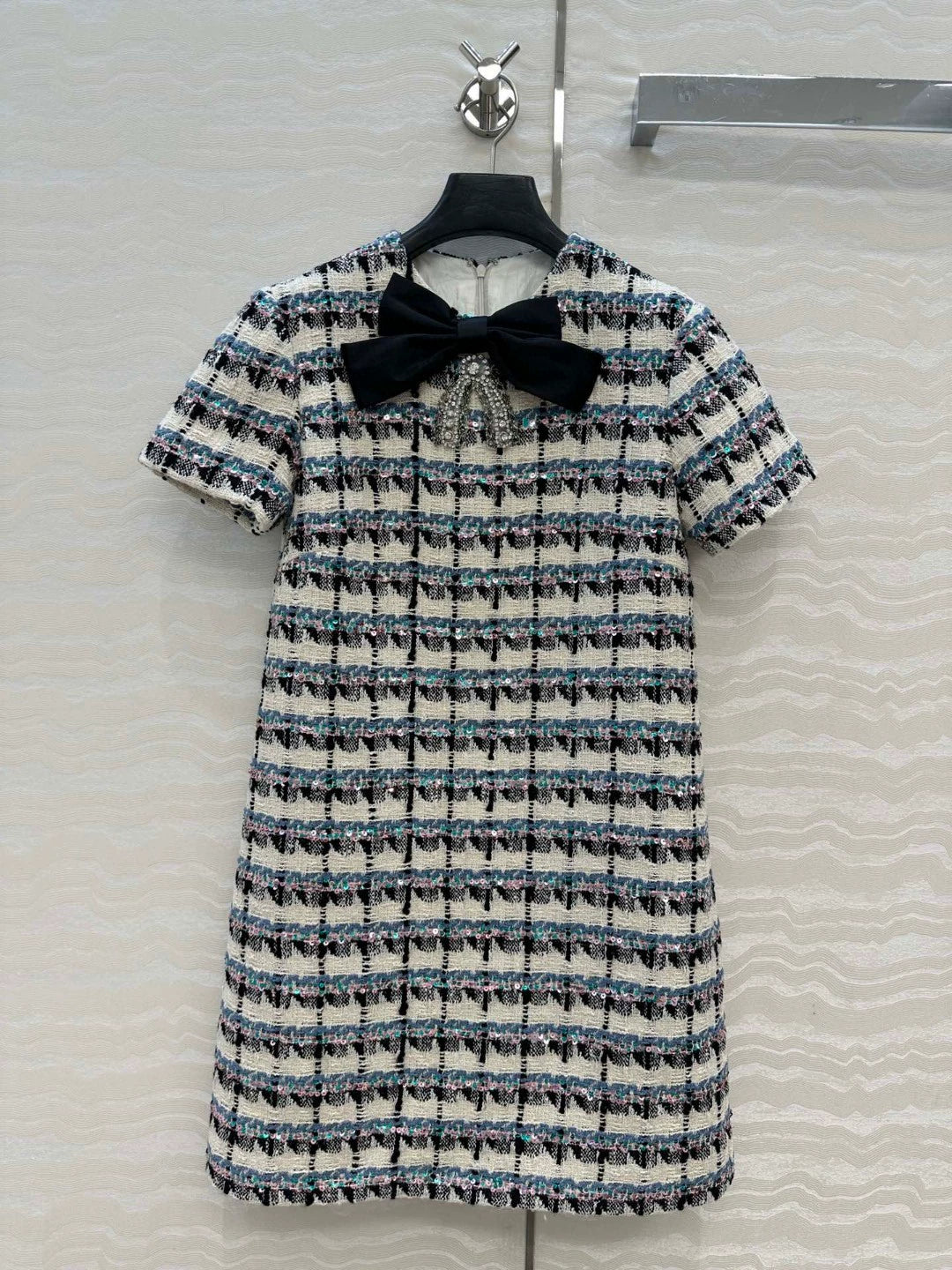 V 25 New Plaid Bow Celebrity Style Dress
