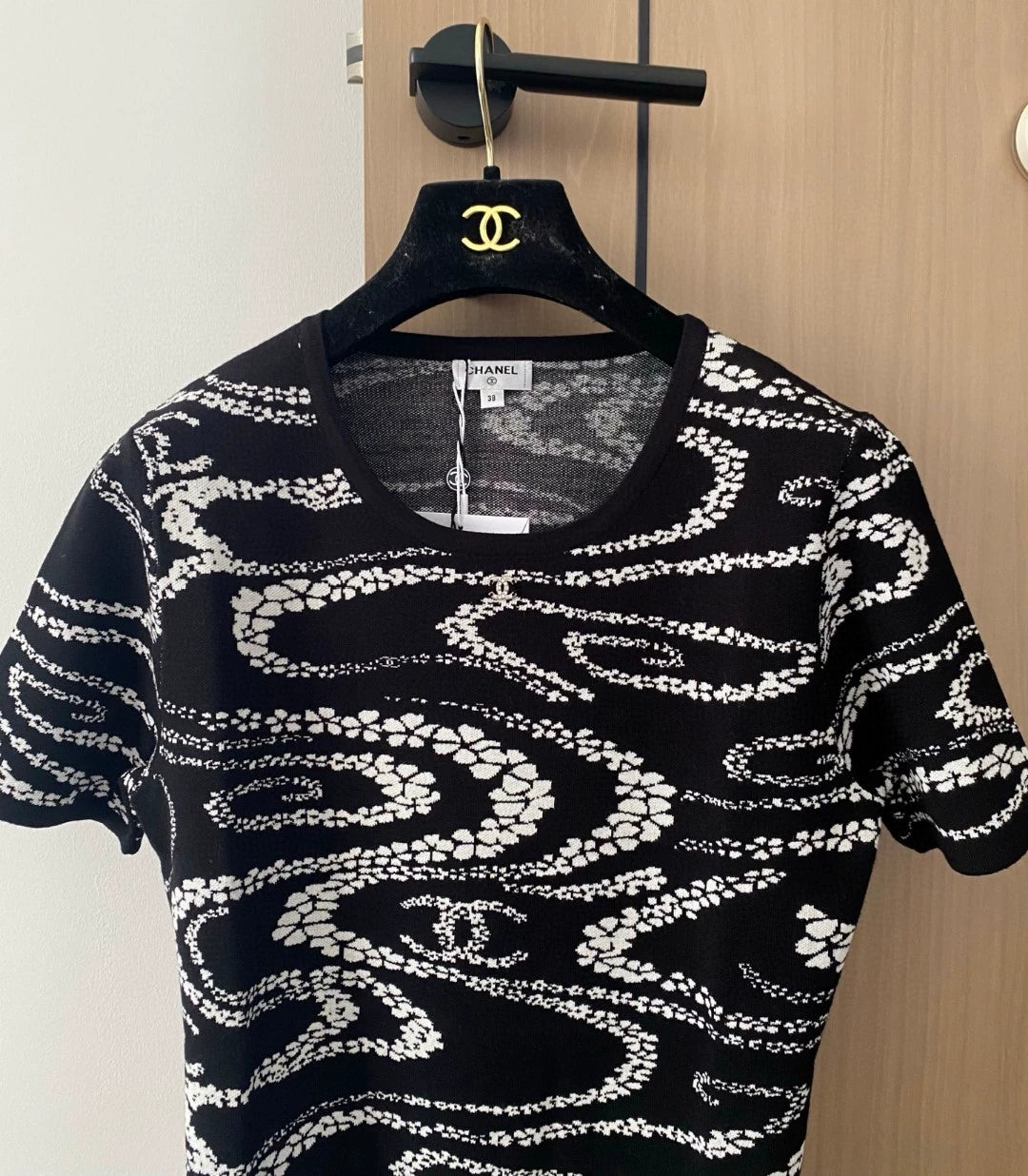 C 25 new style petal pattern round neck knitted short sleeves