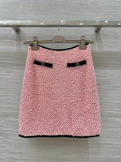 C 25 Duvier Collection Colorblocked Round Neck Short Sleeve Open Chest Small Top + Half Skirt Set!