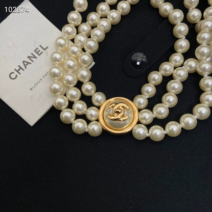 C Palace style three-layer pearl necklace