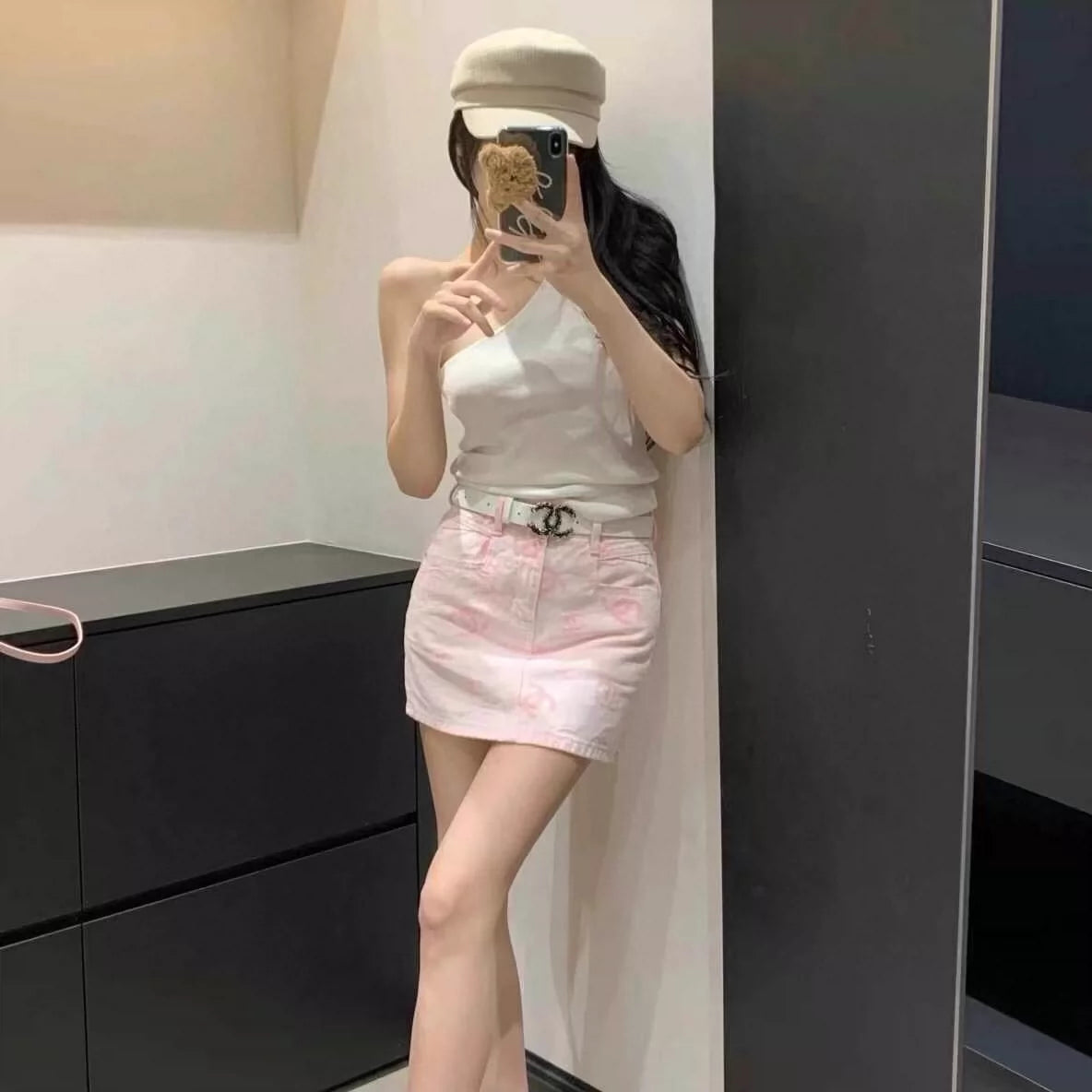 C 25 Summer New Denim Half Skirt with Lining
