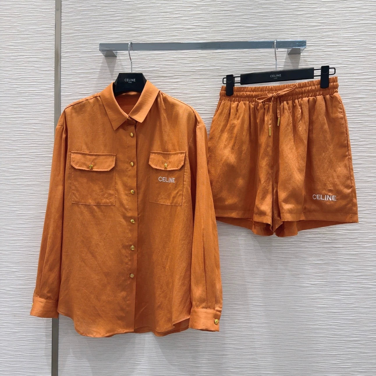 Ce 25 New Pocket Long Sleeve Shirt Shorts Set