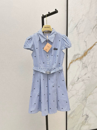 M 25 Spring/Summer Latest Bow Tic Tac Toe Patterned Shirt Dresses
