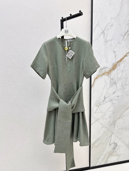 Lo 25Ss Spring/Summer French-inspired short-sleeved linen dress