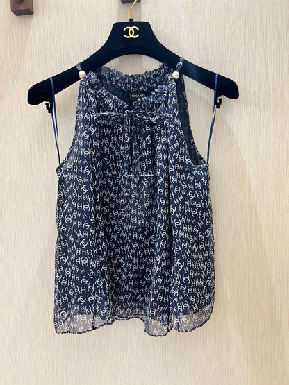 C 25 New Beach Series Pearl Neck Tie Vest (100% silk)