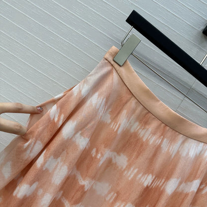 D 25 Spring/Summer Vacation Style New Water Wave Tie-Dye Half Skirt