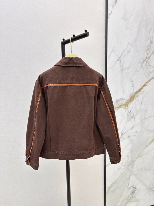 M 25 Brown denim jacket with leather detailing