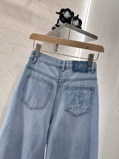 C 25 summer new sequins letters straight jeans