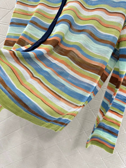 LO 25 Colorful striped knitted cardigan