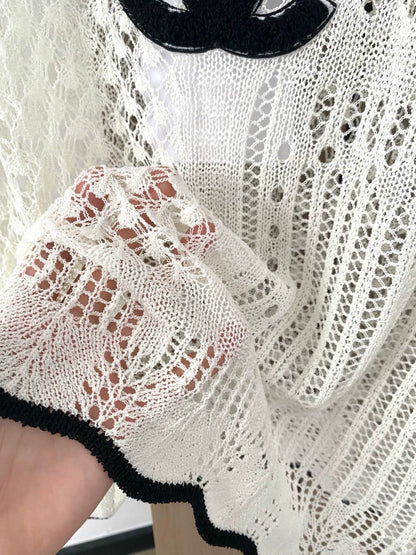 C 25 new hollow lotus sleeve knitted vest