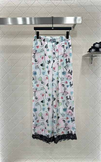 C 25 Reactive Print Lace Shirt and Pant Set