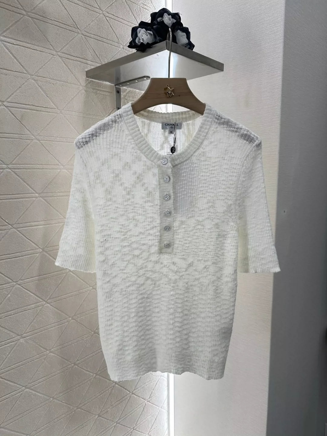 C 25 new style half-open placket slim fit knitted short sleeves