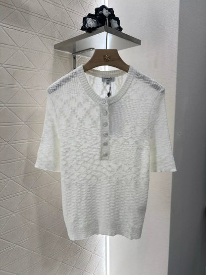 C 25 new style half-open placket slim fit knitted short sleeves