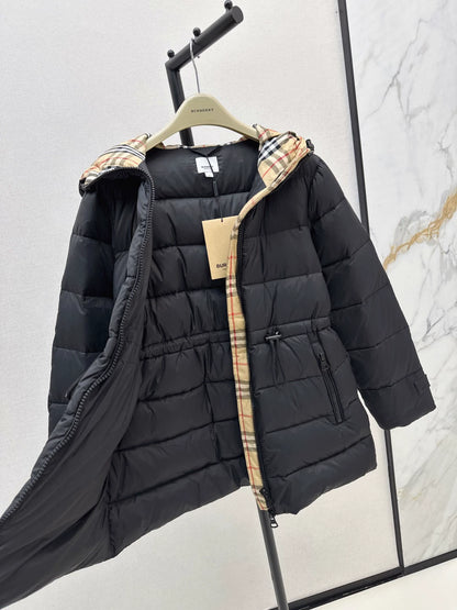 BRU 25fw Hooded, drawstring-waisted down jacket