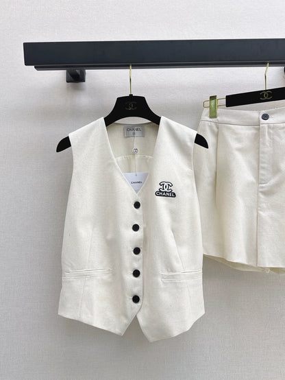 C 25 Spring/Summer Latest Sleeveless Vest + Shorts(white black)