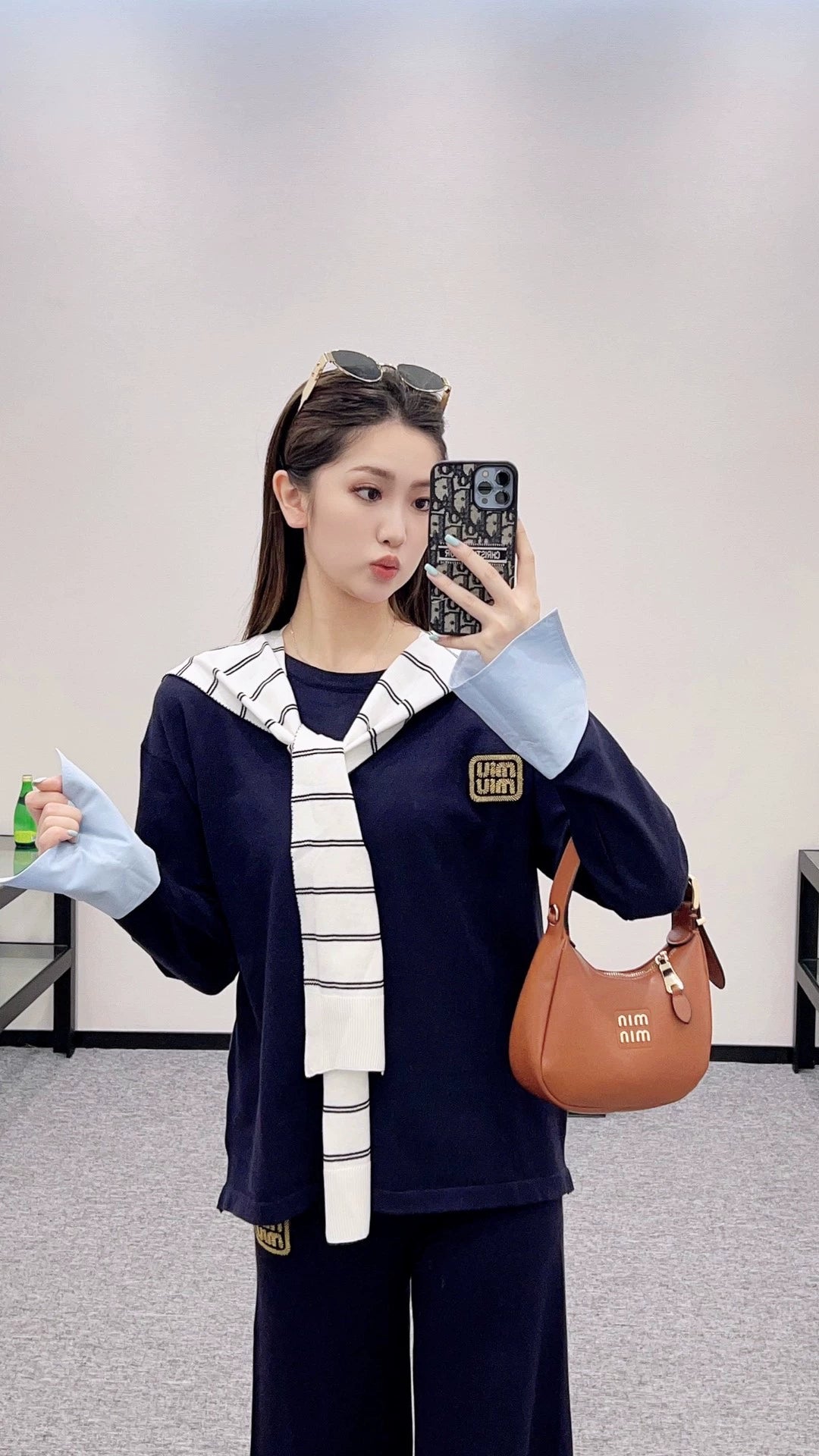 M 25 Shawl Collar Knit Top and Pants Set