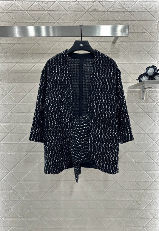 C 25 Sequined check cardigan jacket