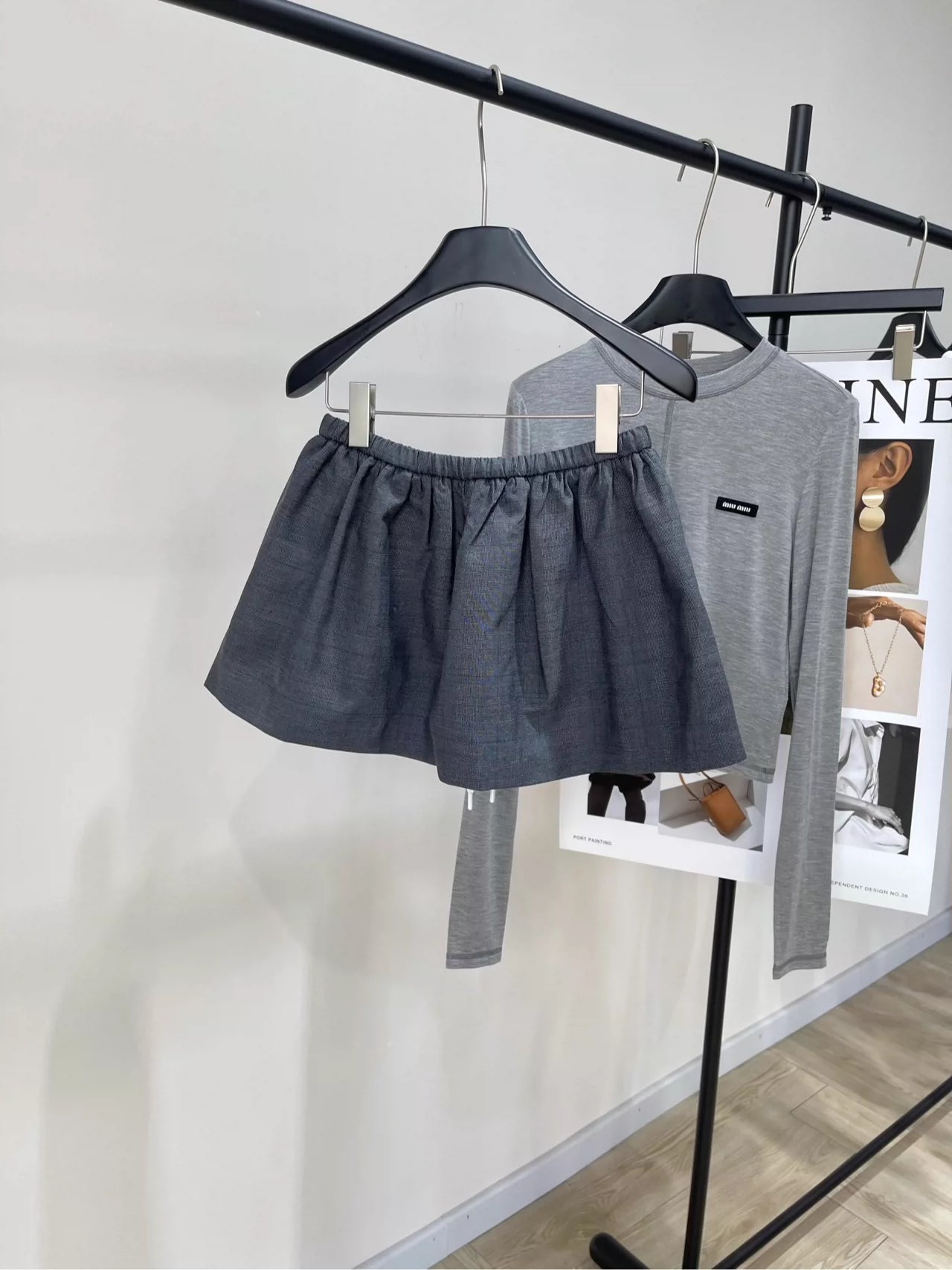 M 25 Gray Gingham Puffy Skirt