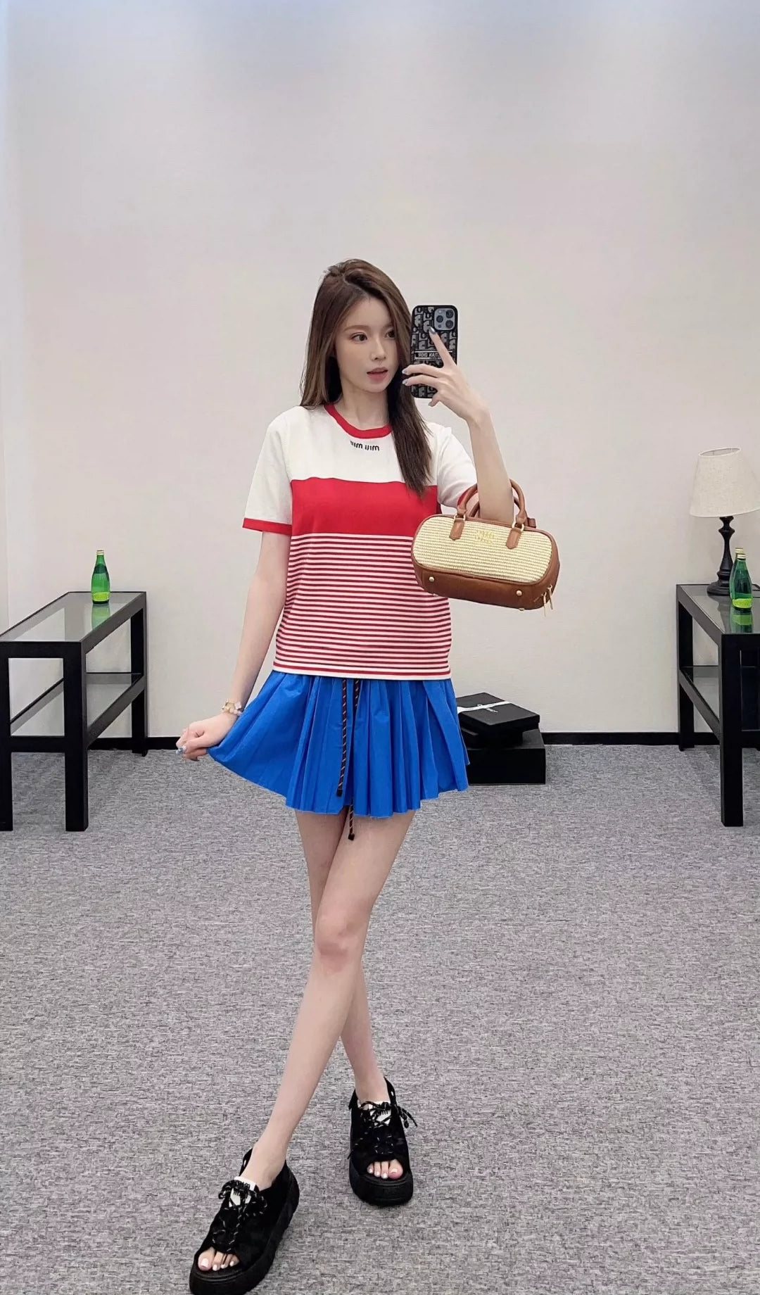 M 25 Summer New Striped Knit Short Sleeve Top