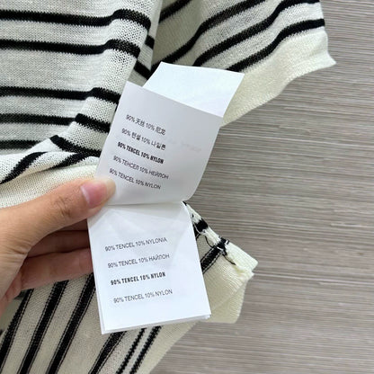 M 25 Striped Knit Short Sleeve Top