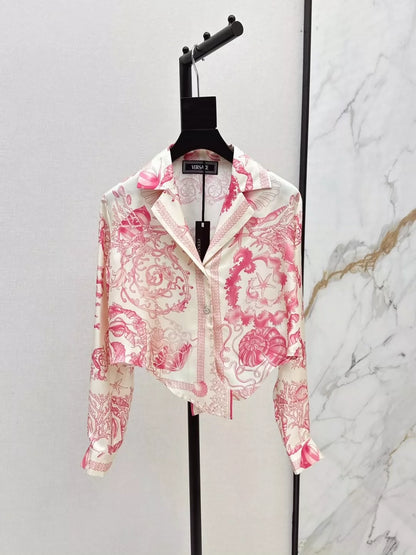 VE 25 spring and summer new goddess of beauty Venus ocean series silk short shirt + shorts set