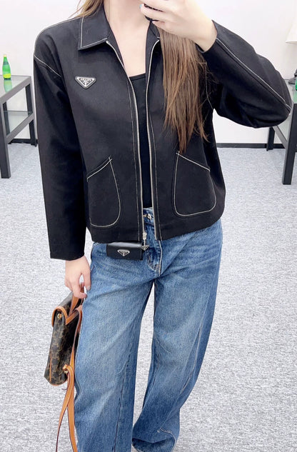 P 25 Zippered Outline Lapel Jacket