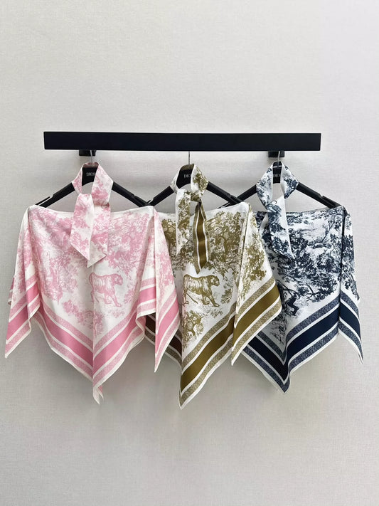 Di 25 Holiday style silk printed scarf cape cardigan