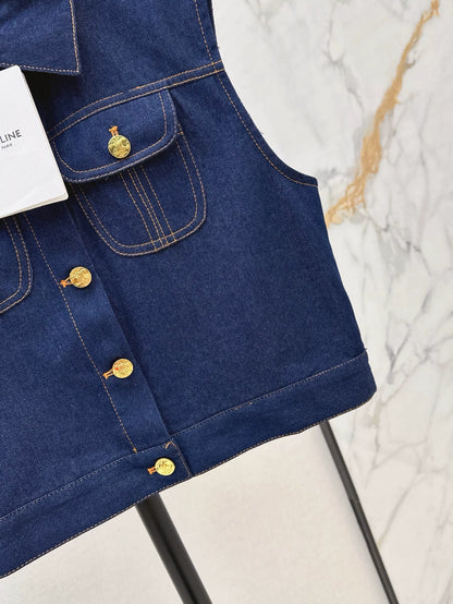 CE 25 Spring/Summer New Double Pocket Denim Vest Jacket