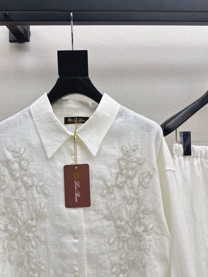 LOR 25 Spring/Summer New Summer Suit Cubic Beaded Shirt + Straight Pants