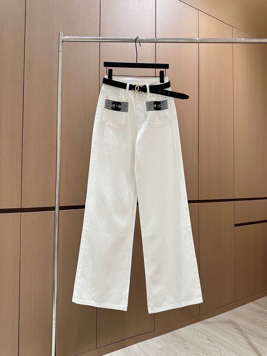 C 2025 Double Pocket Decorative Jeans [With Belt]