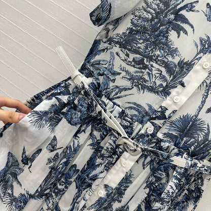 D 25 Spring/Summer New Printed Petticoat Neck Short Sleeve Dresses