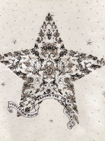 D 25 new style starry sky hot diamond five-pointed star embroidery round neck long sleeve knitted top