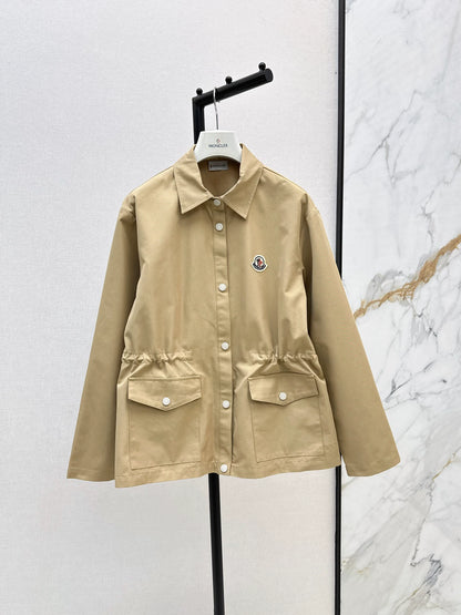Mon 25fw New style drawstring waist mid-length trench coat
