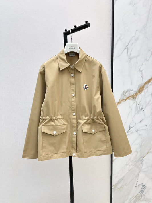 Mon 25fw New style drawstring waist mid-length trench coat