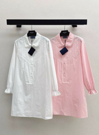 P 25 Spring Summer New Lace Lace Long Sleeve Shirt Style Dresses