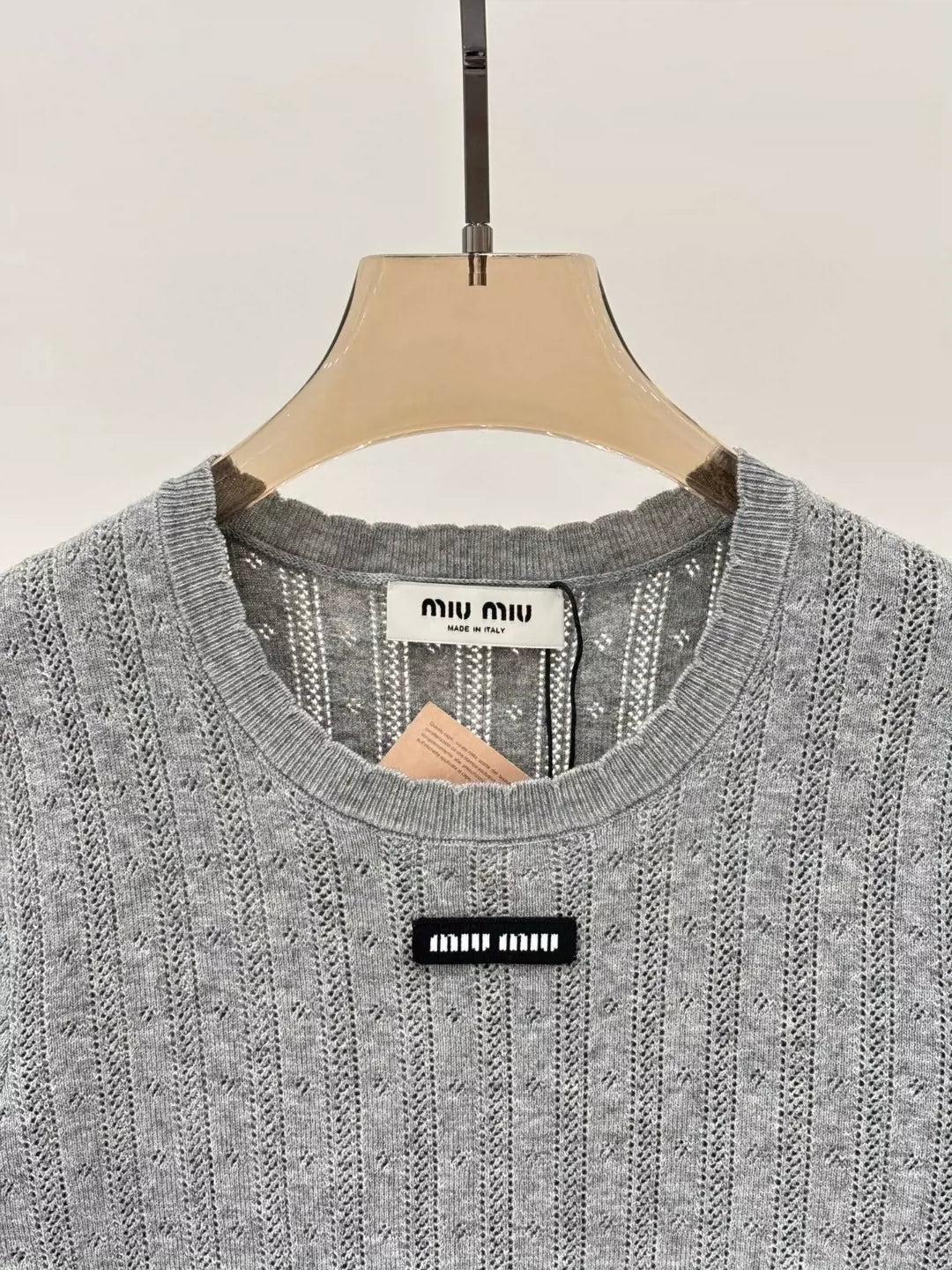 M 25 Summer new round neck letter logo hollow casual knitted long sleeves